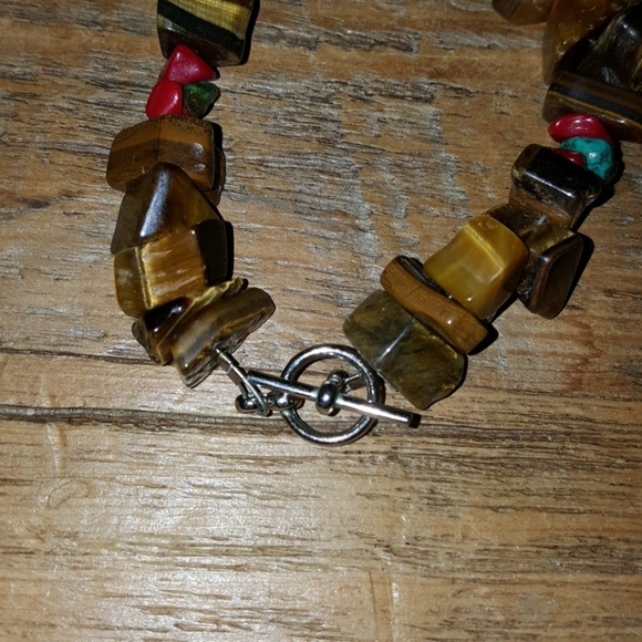 Nice brown and red turquoise chunky stone necklace - Picture 5 of 6